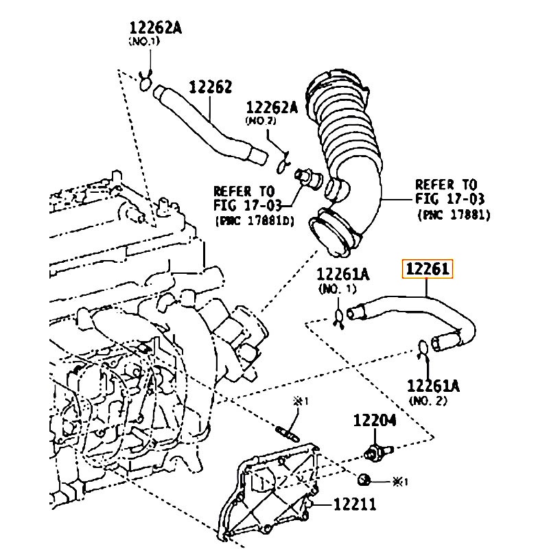 Ống hơi thừa Corolla - hãng TOYOTA | 1226137050