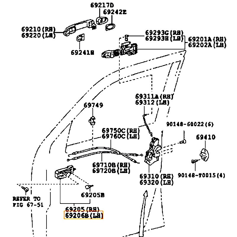 Tay mở cửa trước bên trong LH Hilux - hãng TOYOTA | 692060D080C0