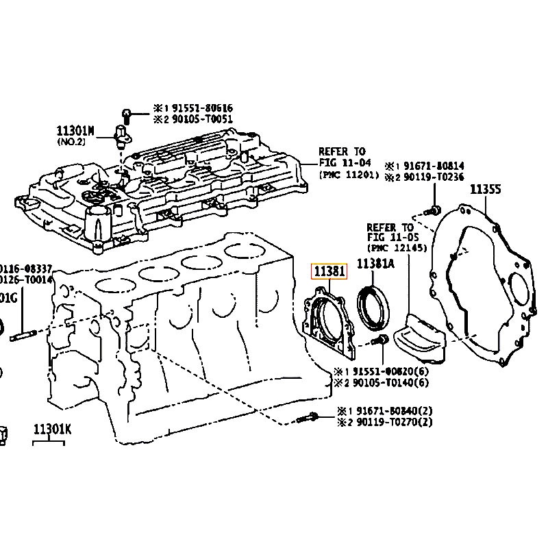 Giá đỡ phốt đuôi cốt máy Fortuner - hãng TOYOTA | 113810C012