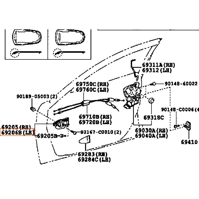 Tay mở cửa trước bên trong LH Camry - hãng TOYOTA | 6920606080C0