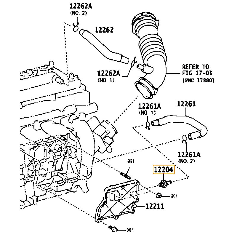 Van hồi lưu khí thải pcv Sienta - hãng TOYOTA | 1220437010