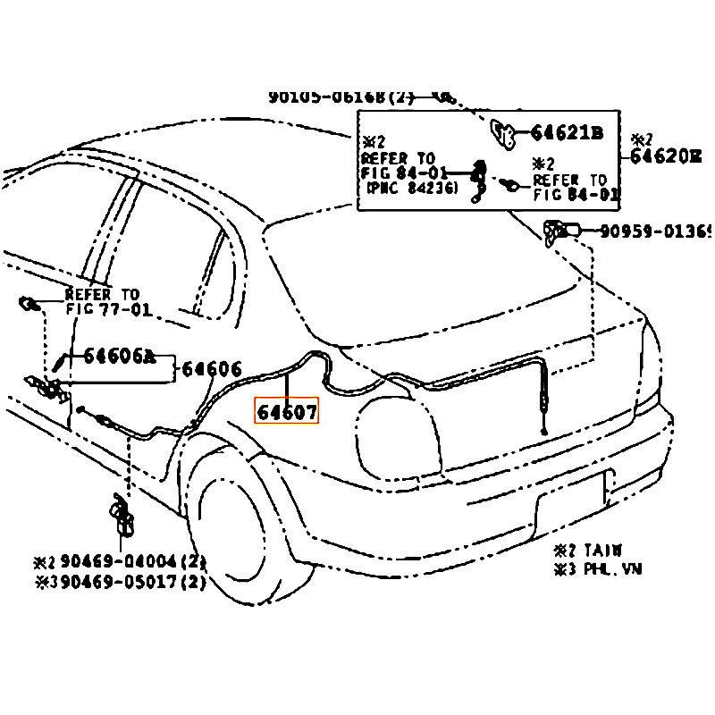 Dây mở cốp sau Vios - hãng TOYOTA | 646070D070