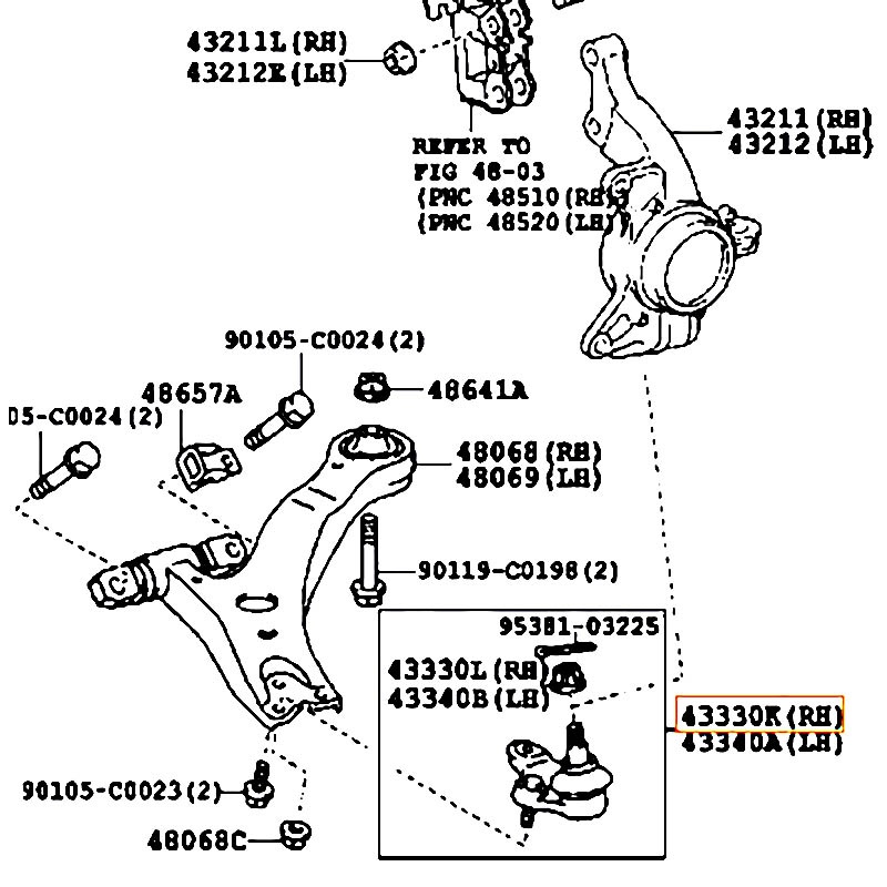 Rô tuyn trụ dưới RH Camry - hãng TOYOTA | 4333009710