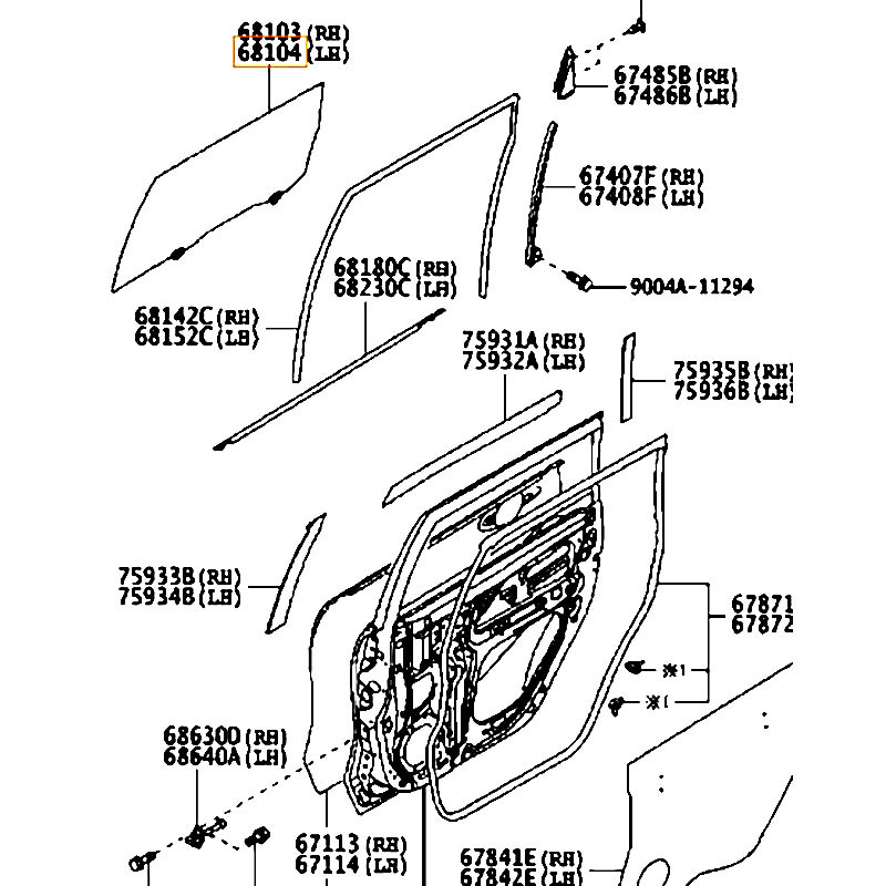 Kính cửa sau LH Avanza - hãng TOYOTA | 68104BZ231