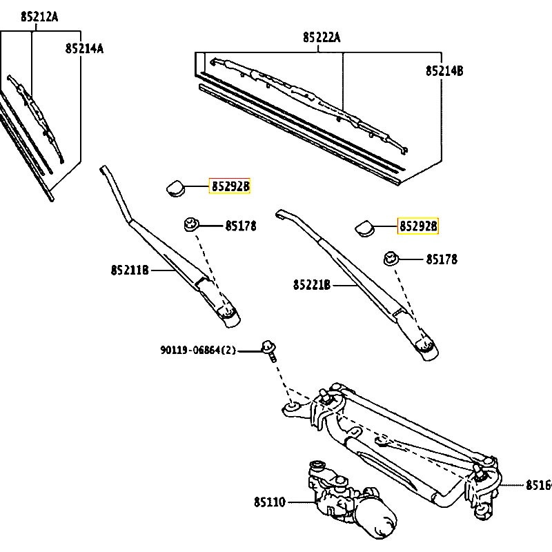 Nắp đậy thanh gạt mưa Sienta - hãng TOYOTA | 852920D050