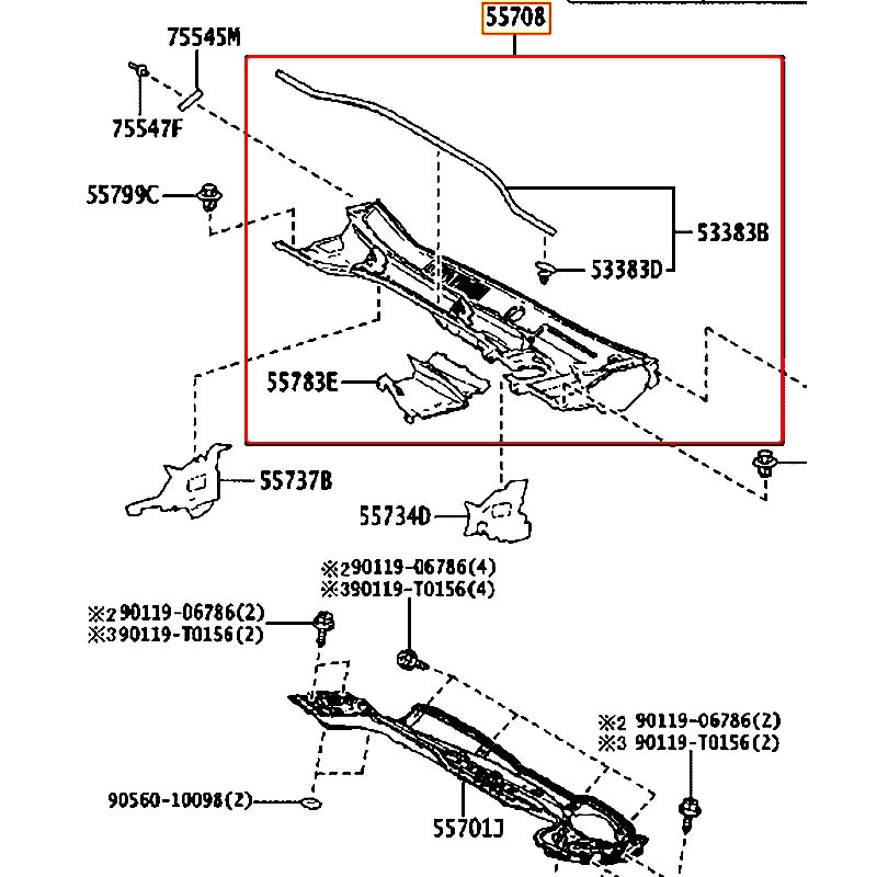 Ốp chân kính chắn gió trước Corolla Cross - hãng TOYOTA | 557080A040