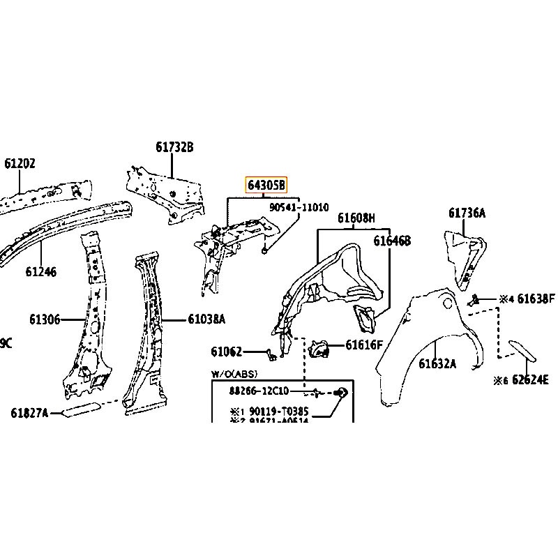 Xương đèn hậu LH Corolla - hãng TOYOTA | 6430502200