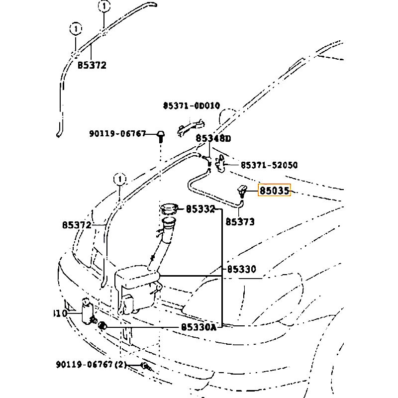 Vòi phun nước rửa kính trước Vios - hãng TOYOTA | 853810D090
