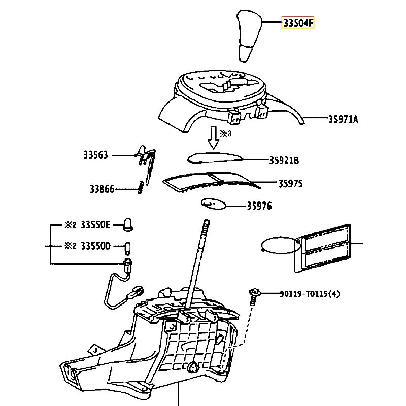 Tay nắm cần số Vios - hãng TOYOTA | 3350435060B0