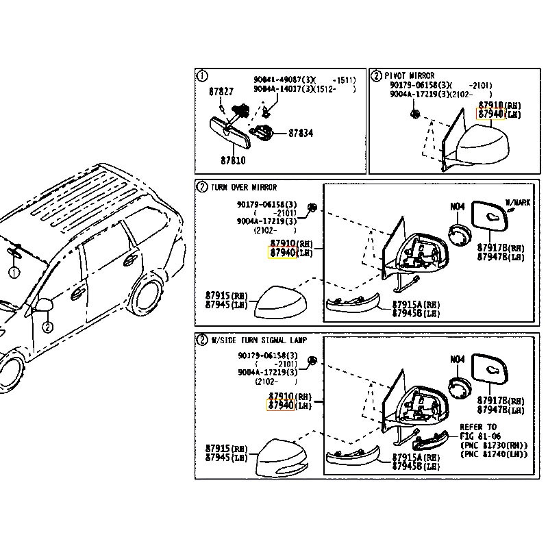 Kính chiếu hậu LH Avanza - hãng TOYOTA | 87940BZD80
