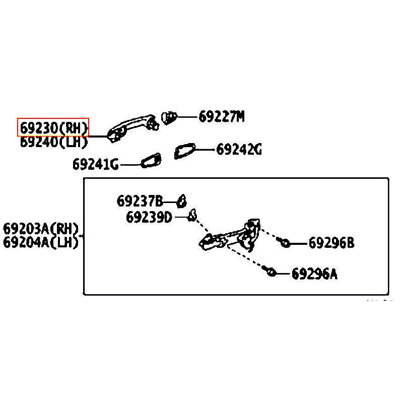 Tay mở cửa trước bên ngoài RH Vios - hãng TOYOTA | 692100K200