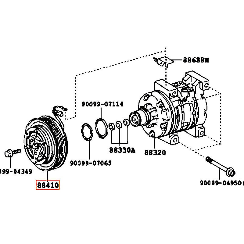 Puly lốc lạnh Vios - hãng TOYOTA | 884100D100