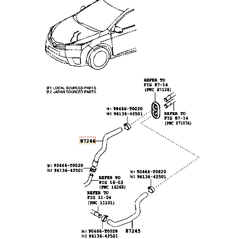 Ống nước Corolla - hãng TOYOTA | 8724502K00