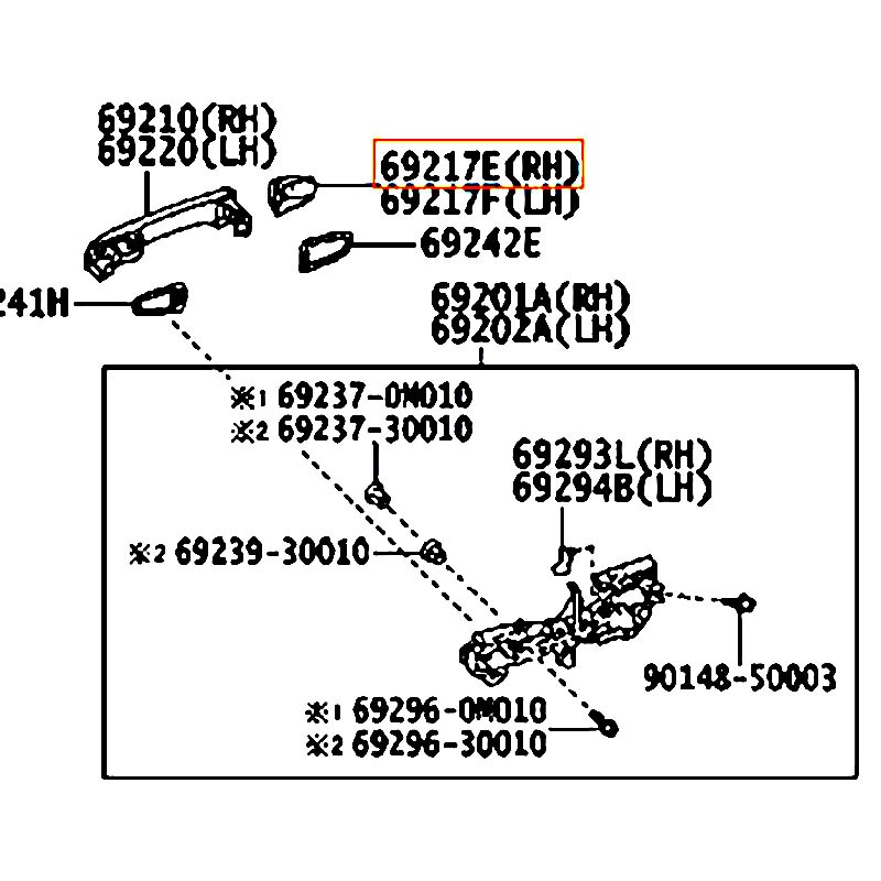 Ốp đuôi tay cửa trước ngoài RH Camry - hãng TOYOTA | 6925033020A1