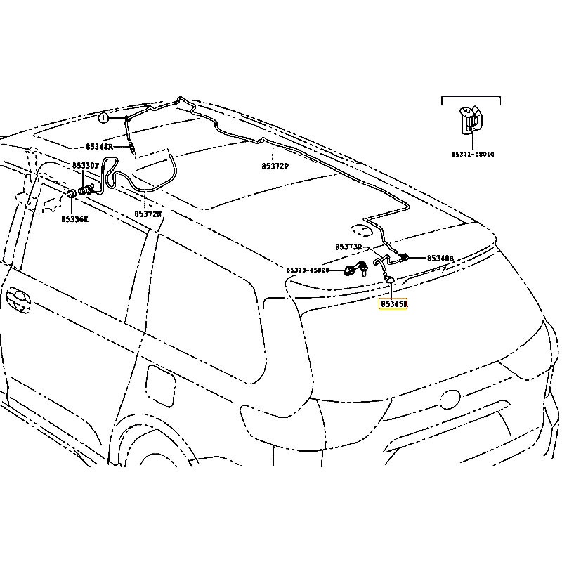 Vòi phun nước rửa kính sau Sienna - hãng TOYOTA | 8539108010