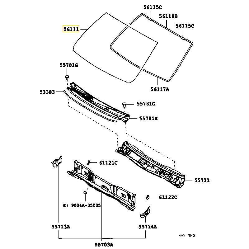Kính chắn gió trước Avanza - hãng TOYOTA | 56111BZ450
