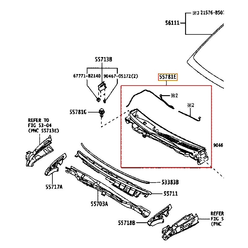 Ốp chân kính chắn gió trước Raize 2022 - hãng TOYOTA | 55708BZ160