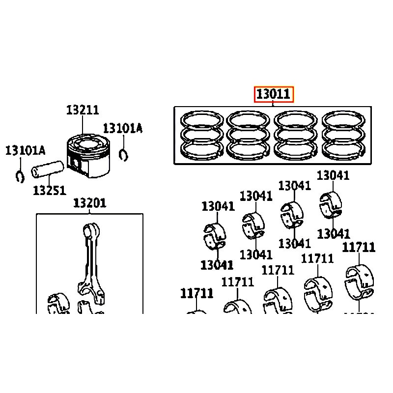 Bạc xéc măng Camry - hãng TOYOTA | 1301128210