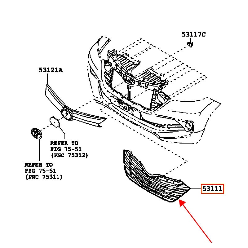 Mặt nạ ga lăng Avanza - hãng TOYOTA | 53111BZ500