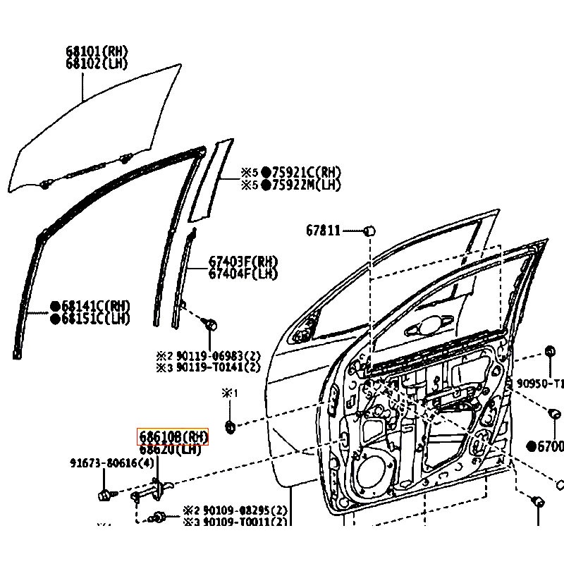 Hạn chế cửa trước RH Fortuner - hãng TOYOTA | 686100K120