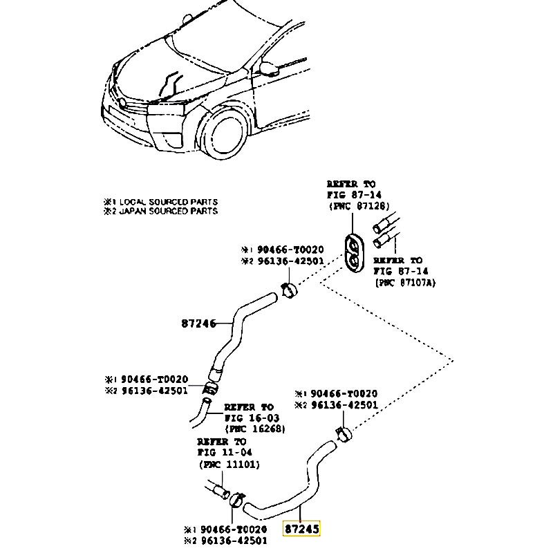 Ống nước Corolla - hãng TOYOTA | 8724502J90