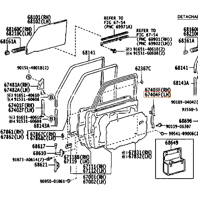 Xương dẫn hướng lên xuống kính cánh cửa trước sau LH Land cruiser - hãng TOYOTA | 6740460042