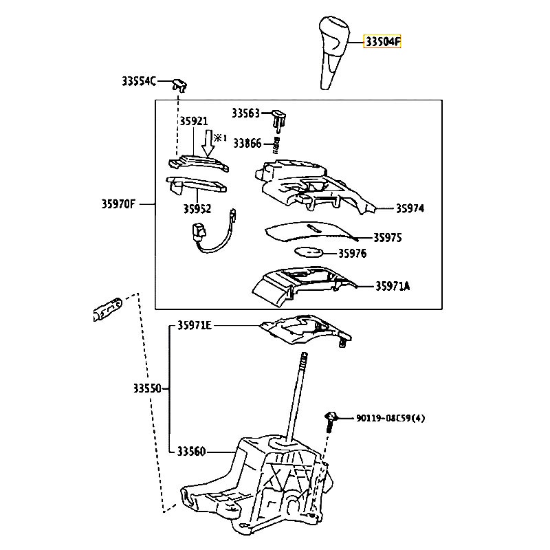 Tay nắm cần số Vios - hãng TOYOTA | 335040D590C0