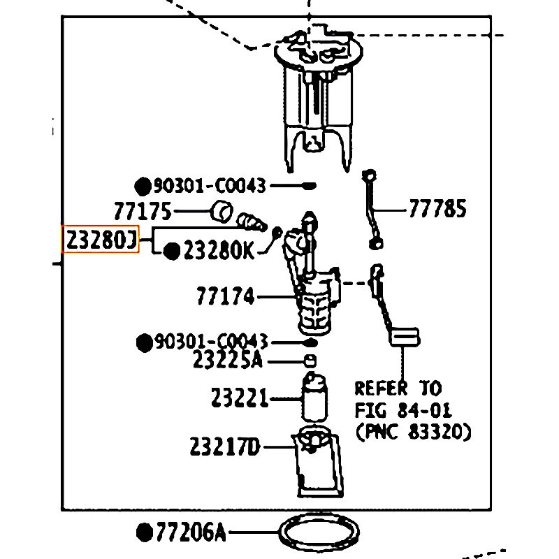 Van điều áp xăng Wish - hãng TOYOTA | 2328022010