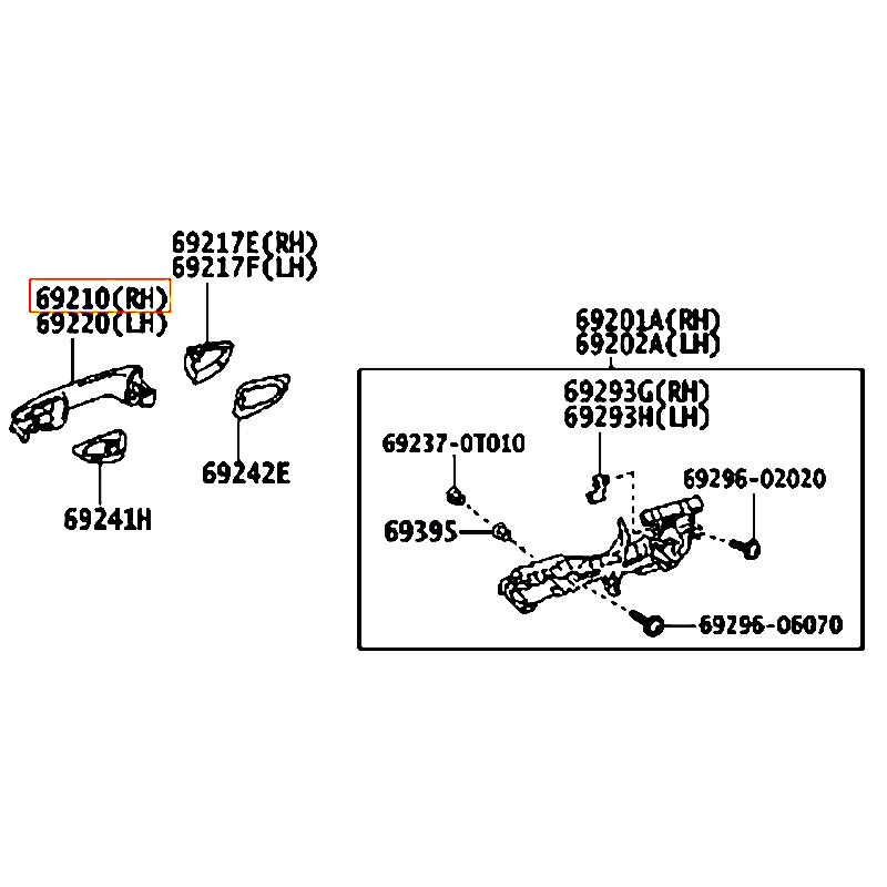 Tay mở cửa trước bên ngoài RH Corolla - hãng TOYOTA | 6921002906