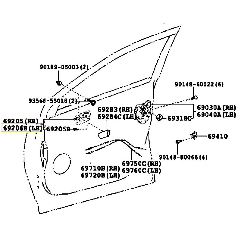 Tay mở cửa trước bên trong LH RAV4 - hãng TOYOTA | 6920633121C0