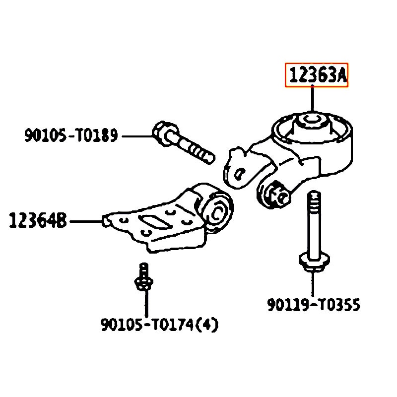 Cao su chân máy sau Vios - hãng TOYOTA | 123630Y200