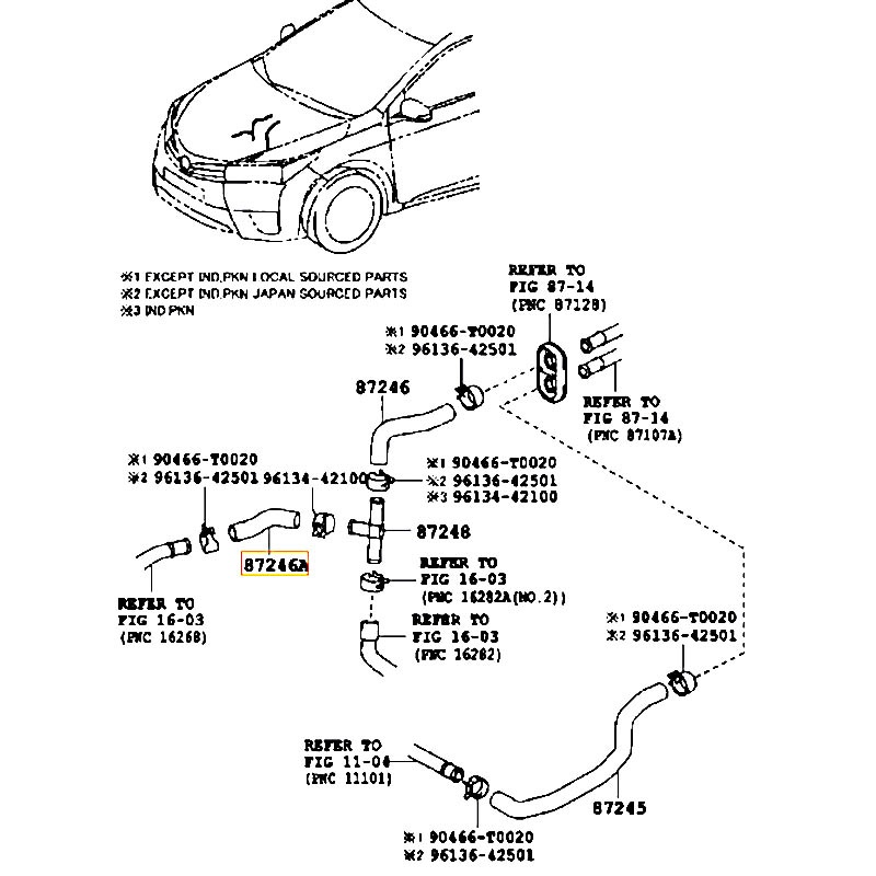 Ống nước Corolla - hãng TOYOTA | 8724502M00