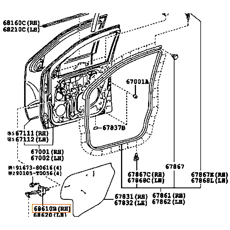 Hạn chế cửa trước RH Fortuner - hãng TOYOTA | 686100K010