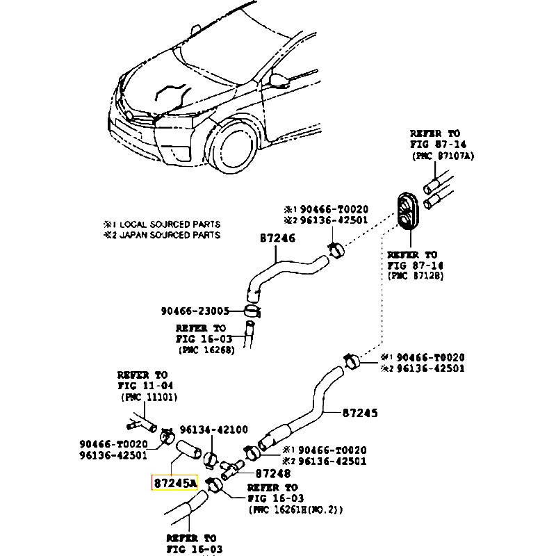 Ống nước Altis - hãng TOYOTA | 8724502L80