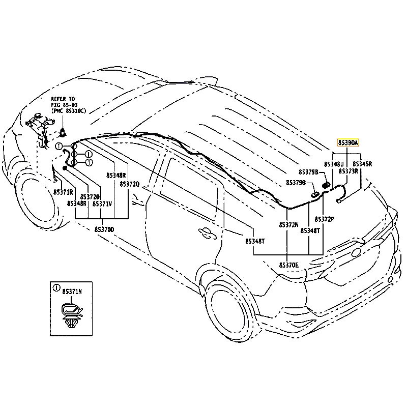 Vòi phun nước rửa kính sau Rush - hãng TOYOTA | 85390BZ250