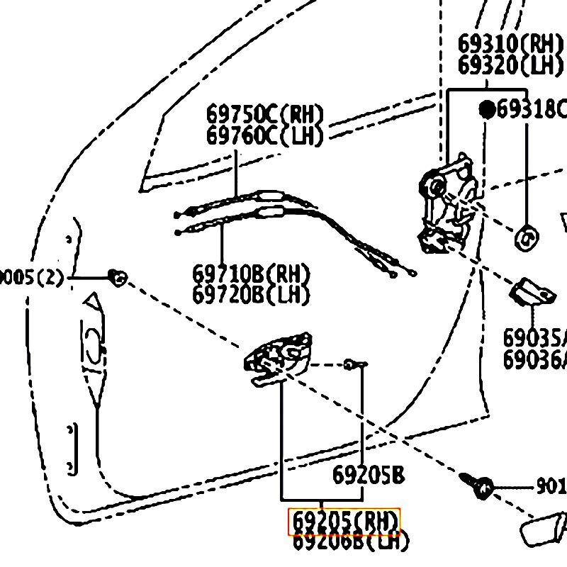 Tay mở cửa trước bên trong RH Innova - hãng TOYOTA | 692050K160C0