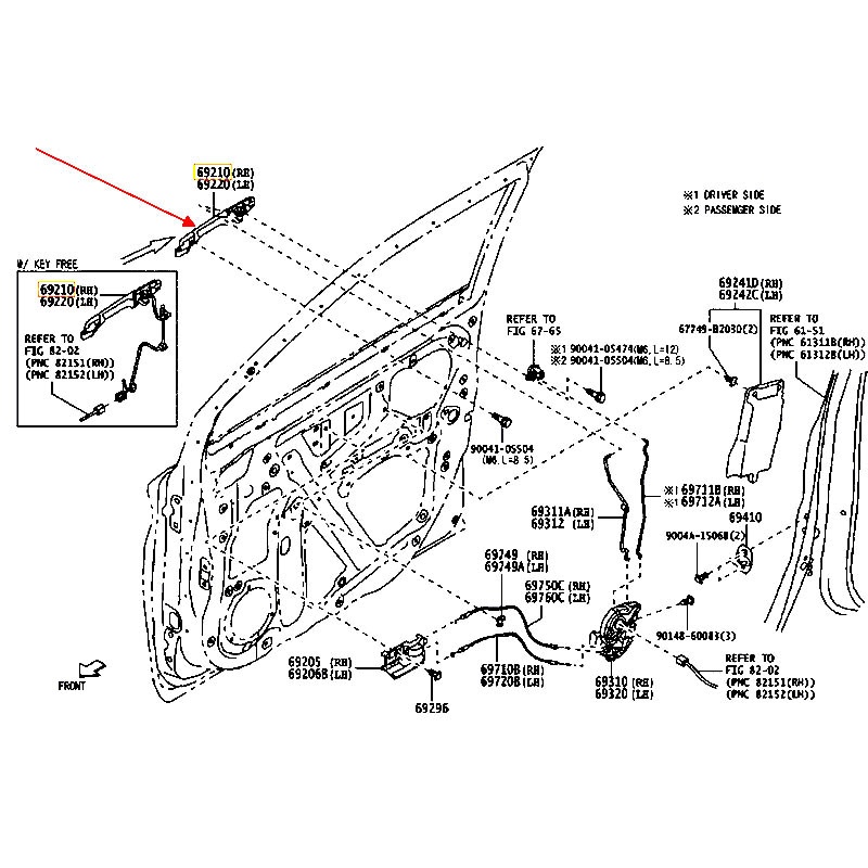 Tay nắm cửa trước Veloz - hãng TOYOTA | 69210BZ720B0