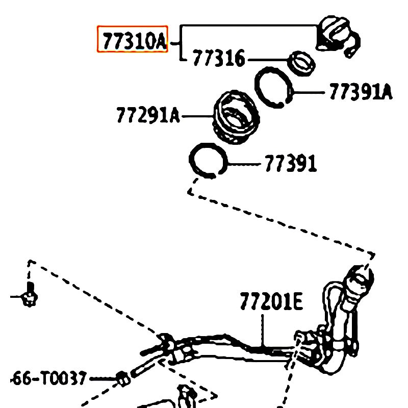 Nắp bình xăng Corolla - hãng TOYOTA | 773000K020