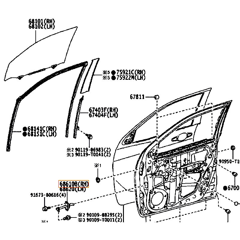 Hạn chế cửa trước RH Hilux - hãng TOYOTA | 686100K090