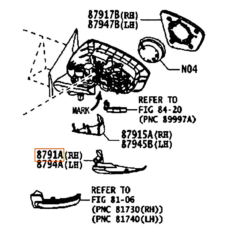 Ốp chân kính chiếu hậu RH Raize - hãng TOYOTA | 8791ABZ010