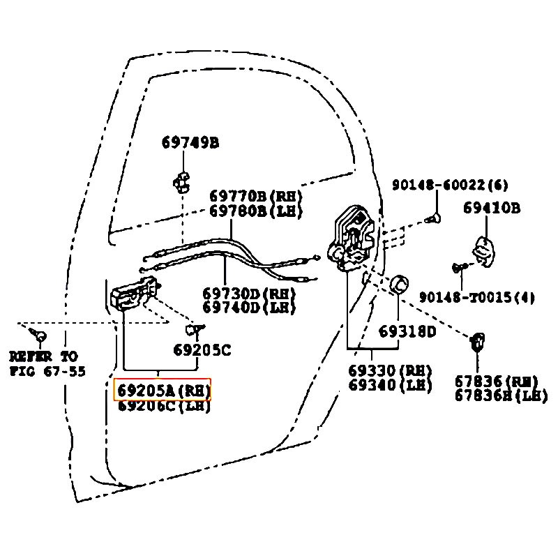 Tay mở cửa trước bên trong RH Hilux - hãng TOYOTA | 692050D080C0