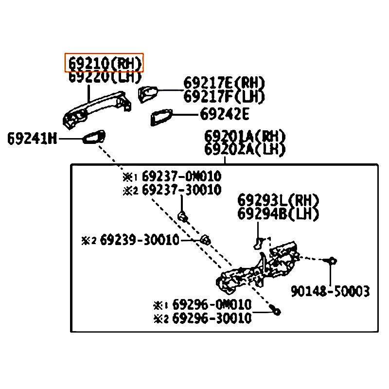 Tay mở cửa trước bên ngoài RH Camry - hãng TOYOTA | 6921033120B3