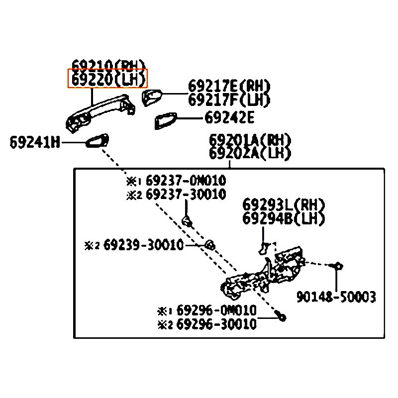 Tay mở cửa trước bên ngoài RH Camry - hãng TOYOTA | 6921033110A1