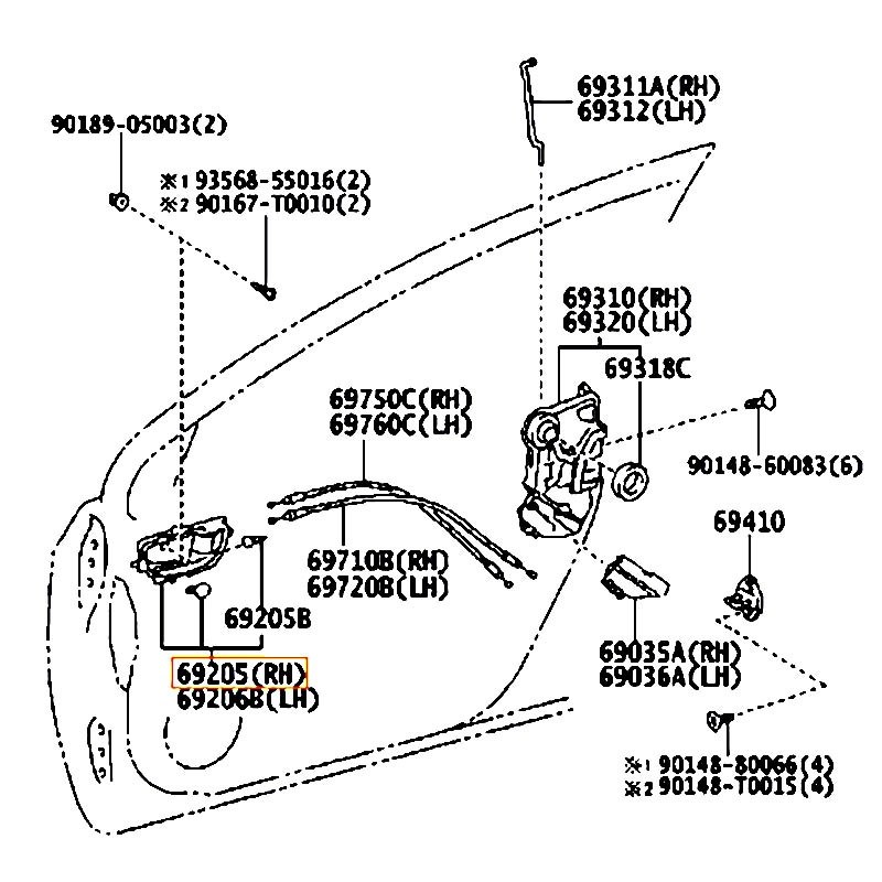 Tay mở cửa trước bên trong RH Corolla - hãng TOYOTA | 6920502280C0