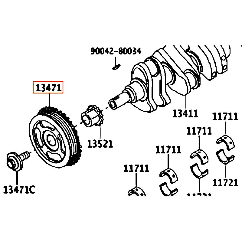 Puly trục cơ Wigo - hãng TOYOTA | 13470BZ060