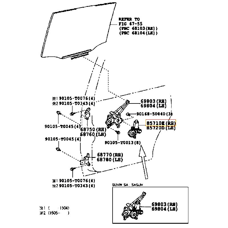 Mô tơ nâng kính Hilux - hãng TOYOTA | 857200K020