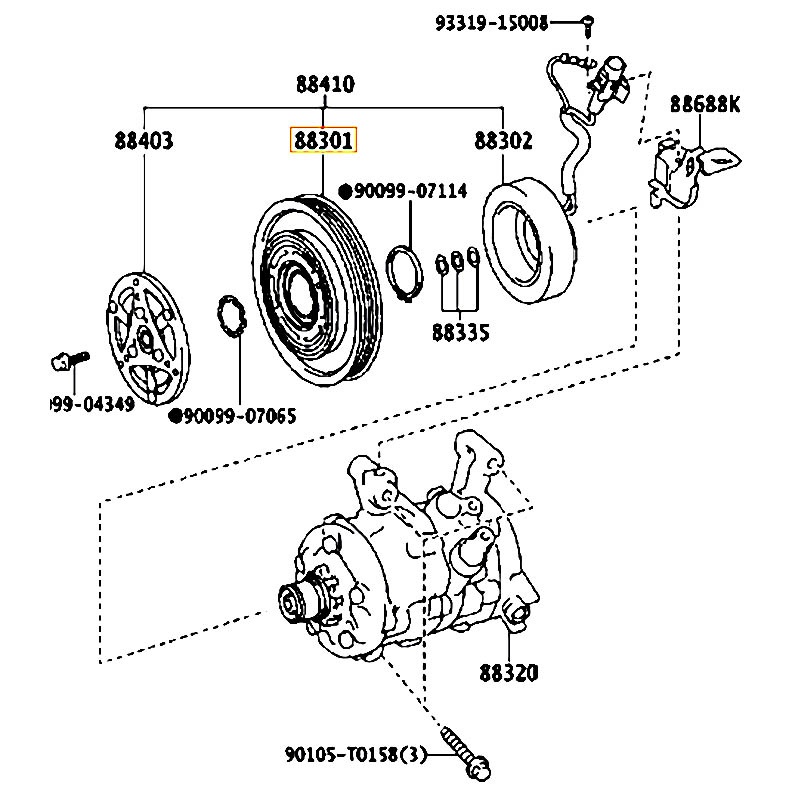 Puly lốc lạnh Vios - hãng TOYOTA | 884120D160