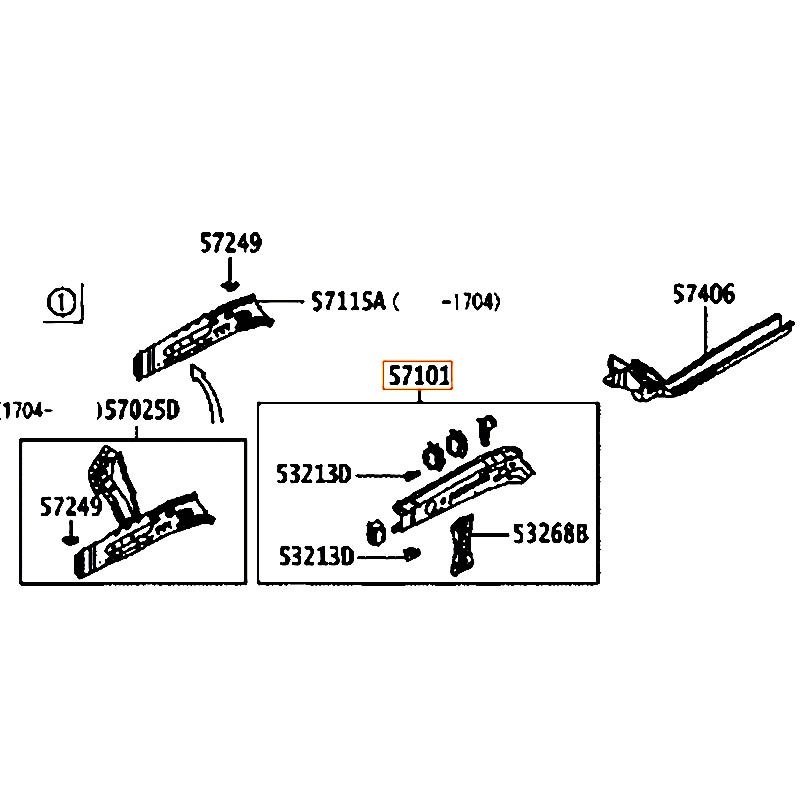 Xương đầu sắt xi Wigo - hãng TOYOTA | 57101BZ570