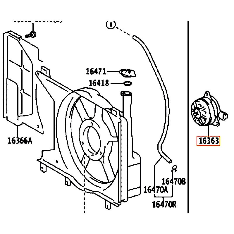 Mô tơ quạt két nước Vios - hãng TOYOTA | 163630Y140