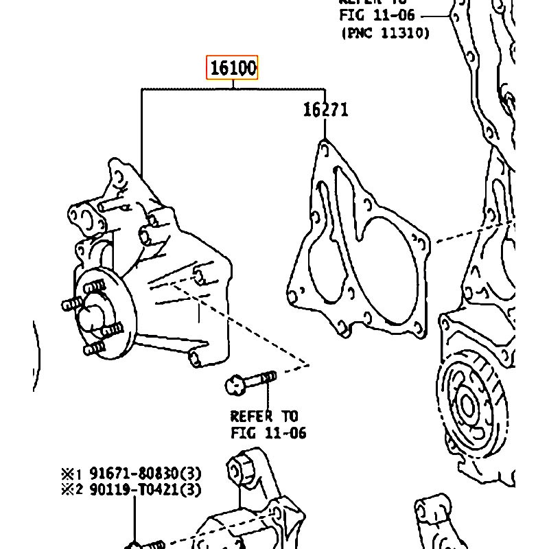 Bơm nước Hilux - hãng TOYOTA | 1610009711